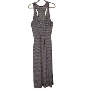 Banana Republic Black White Diamond‎ Print Maxi Dress Sleeveless Racerback Small